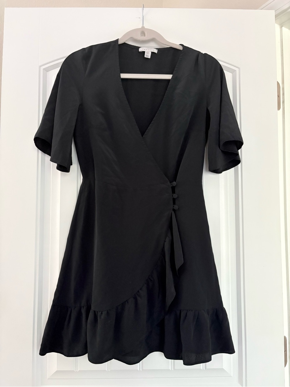 Topshop - Black Ruffle Wrap Mini Dress